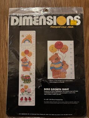Dimensions Bear Growth Chart Cross Stitch Kit - Colorful Teddy Design Sealed